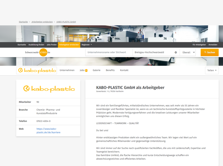 Stellenausschreibung KABO-PLASTIC